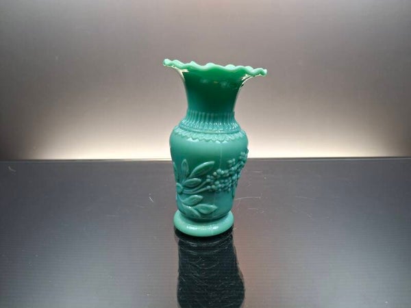 French little turquoise blue 19th century opaline vase “Portieux”