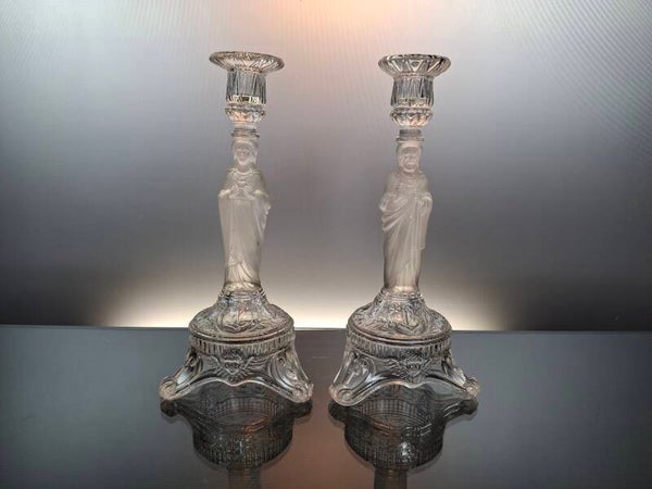 Scailmont antique glass candlesticks “Sacre Coeur”