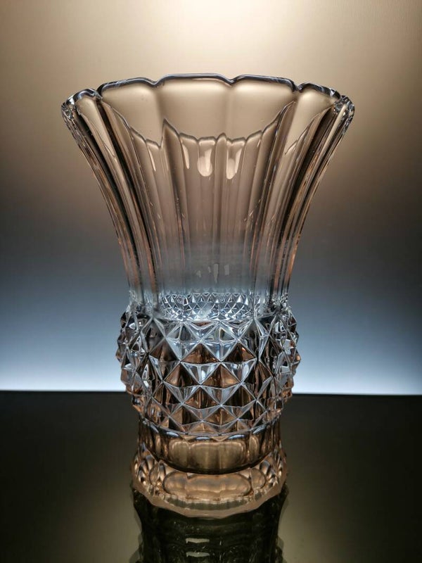 Belgian clear art deco glass vase “Luxval - Baden”
