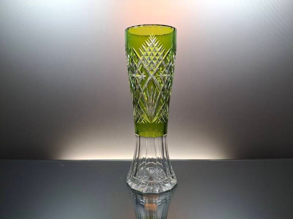 Val Saint Lambert light green crystal vase by Hubert Fouarge