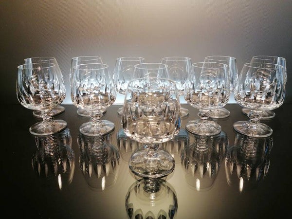 12 vintage Cognac glasses “Cristal D’Arques"