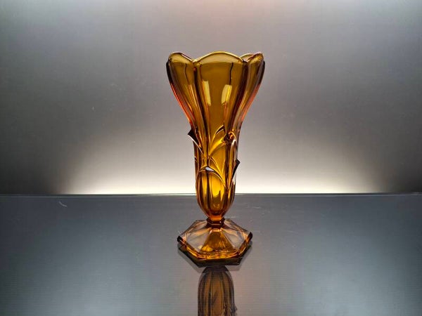 Stölze Art deco Amber colored glass vase