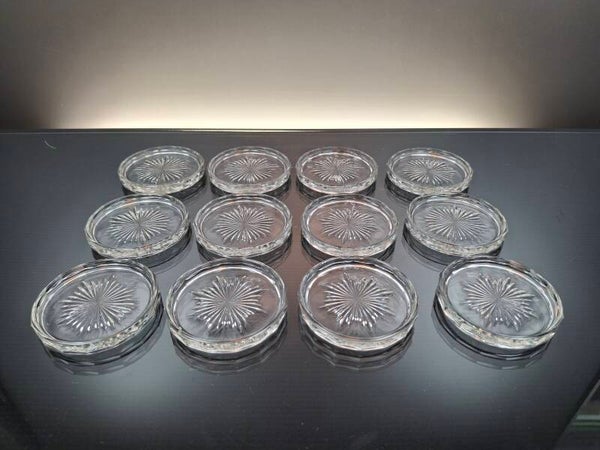 12 VSL-Luxval art deco clear glass dishes “Cotes Plates”