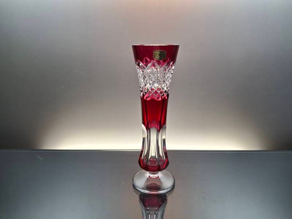 Val Saint Lambert Ruby red crystal vase "Solignac"