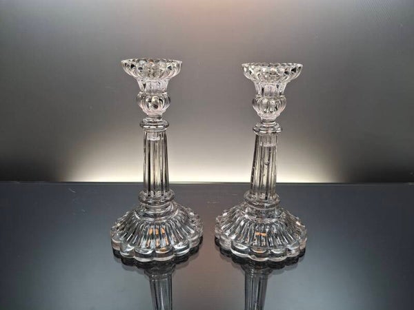 French 19th century crystal candlesticks  "Portieux - Vallerysthal"