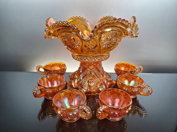 American Marigold carnival colored Punch bowl