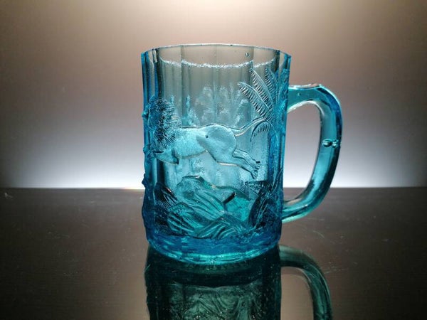 Large Blue French glass goblet, 19th century