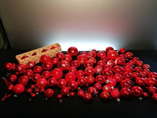 94 red vintage glass baubles
