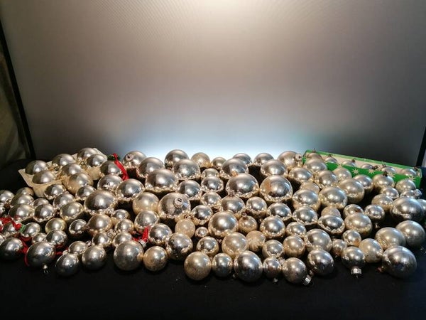124 silver vintage glass baubles