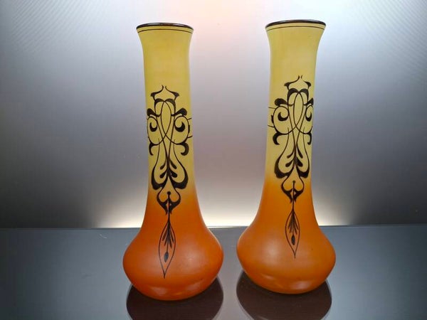 Couple art deco glass vases “Scailmont – Roma”