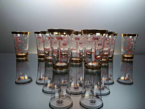 11 rare Belgian shot / liqueur glasses “Doyen”