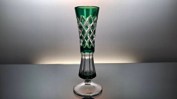 Val Saint Lambert emerald green crystal vase "Solignac"