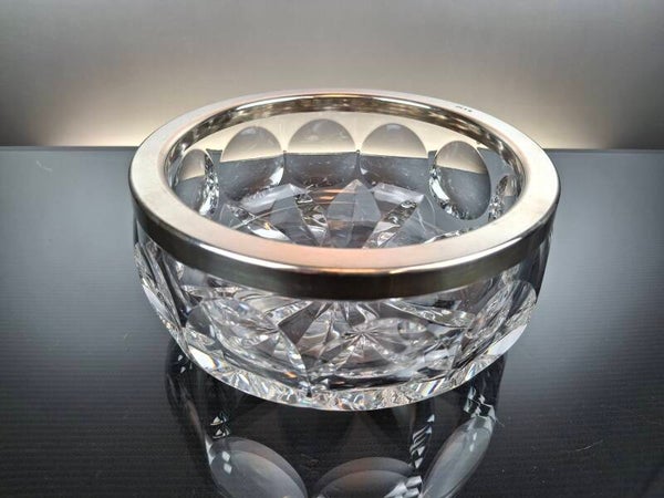 Crystal art deco fruit bowl with silver-plated rim "Wiskemann"
