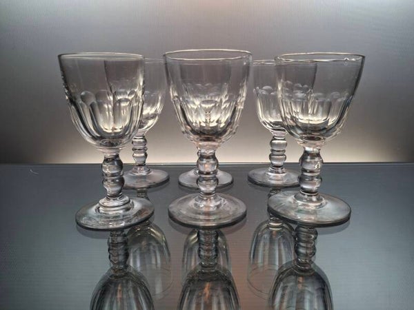 6 Baccarat wine / port glasses “ Gondole - Côtes plates” anno 1880