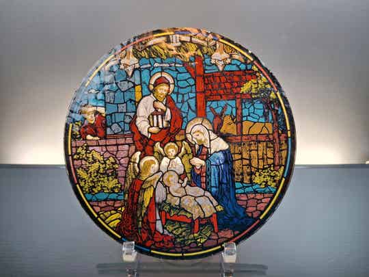 Nativity of love stained glass christmas plate