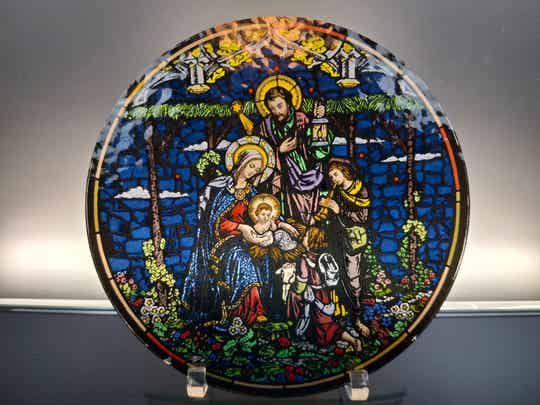 Nativity of love stained glass christmas plate