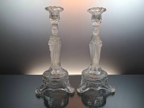 Scailmont antique glass candlesticks “Sacre Coeur”