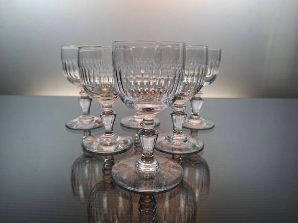 6 antique crystal port/liqueur glasses “Baccarat – Ballon - Renaissance ”