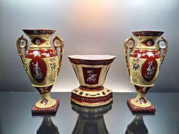 French Porcelain Empire style vase set "Sevres"