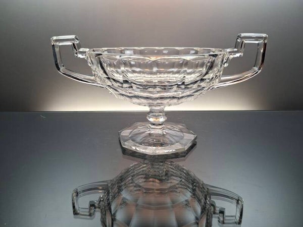 French clear glass Art Deco fruit bowl on foot “Markhbeinn Paris”