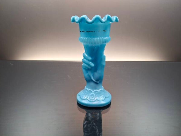 French little blue opaline vase 19th century “Portieux”