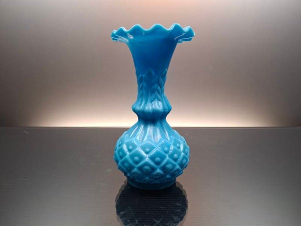 French little blue opaline vase 19th century “Portieux”