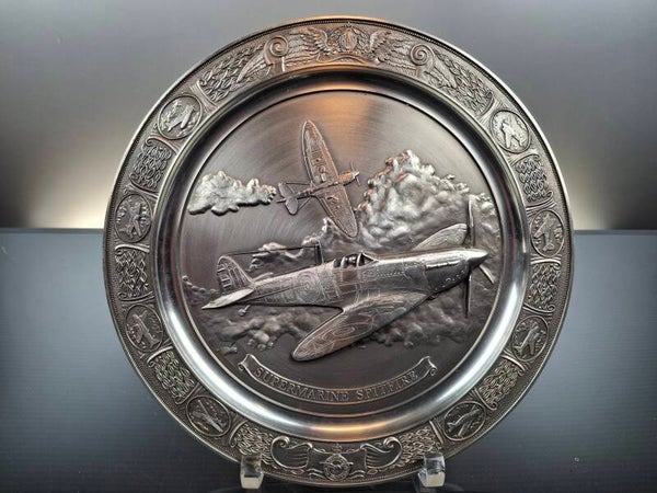 Vintage Pewter wall plate "Supermarine Spitfire no 1787”