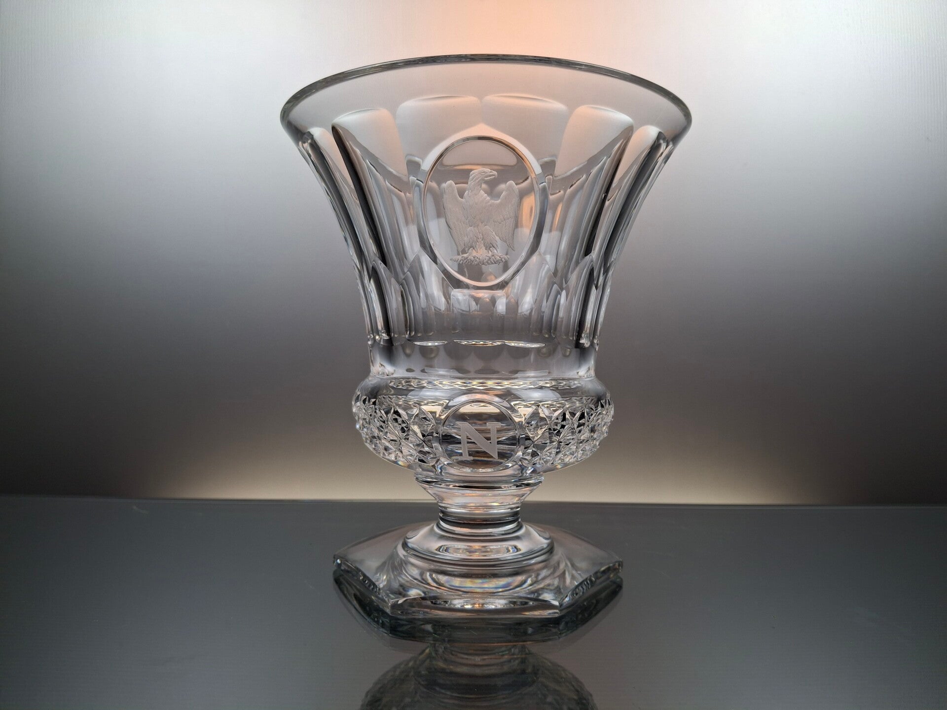 Rare clear crystal vase Val Saint Lambert “Napoleon”