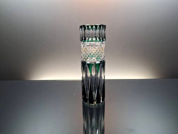 Val Saint Lambert Emerald green crystal vase "Bareges"