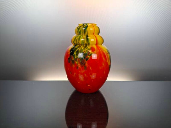 Belgian  Art deco art glass splatter vase "Fin du jour - Scailmont"