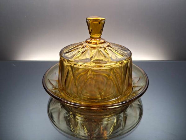 Amber art deco glass Cheese dome