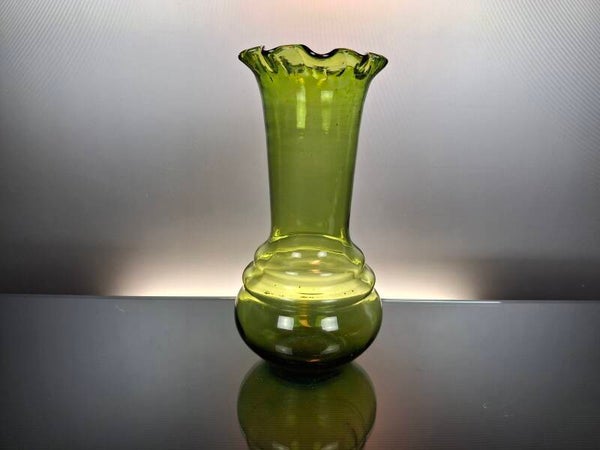 Green French Art glass vase “Legras”