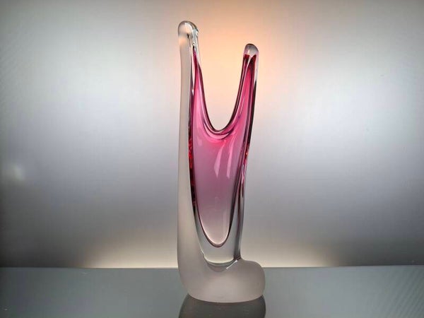 Paul Kedelv large purple-clear crystal vase