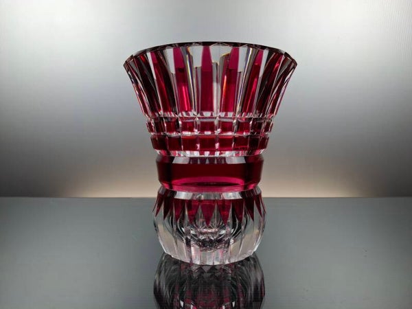 Val Saint Lambert Ruby red crystal vase "Toreador"