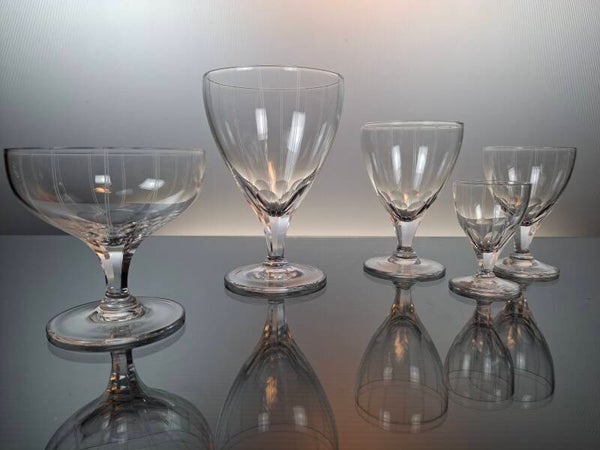 57 Belgium crystal glasses Val Saint Lambert " Allegro " set for 10 persons