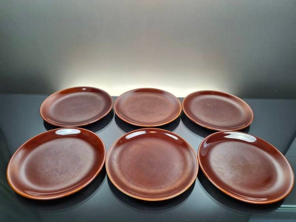 6 Villeroy & Boch brown ceramic dessert plates