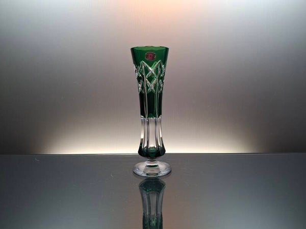 Val Saint Lambert Emerald green crystal vase "Solignac"