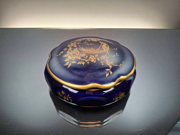 Cobalt bleu porcelain jewelry box "Limoges"
