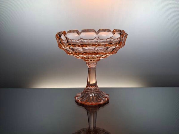 French rosaline glass Art Deco fruit bowl on foot “Markhbeinn Paris”