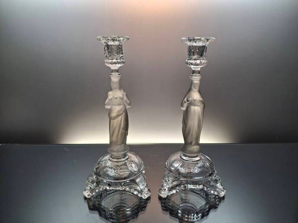 Belgian antique glass candlesticks “Sacre Coeur - VSL”