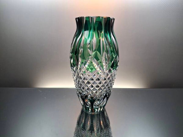 Val Saint Lambert Emerald green crystal vase "Saurat"