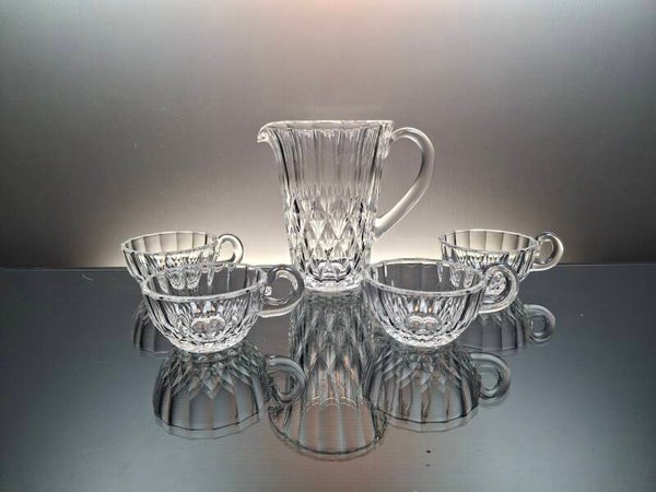 Val Saint Lambert crystal jug + 4 cups Imperial