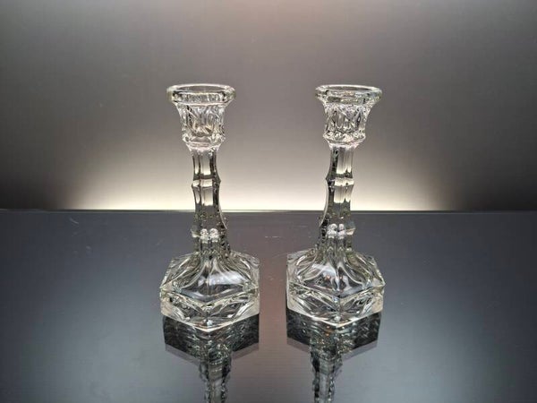 Bohemian Vintage crystal candlesticks “Rosice glasswork”