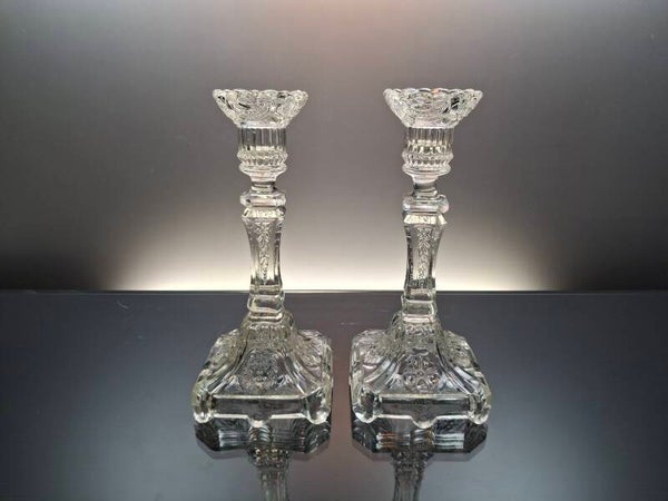 German antique glass candlesticks “Fenne glashütte”