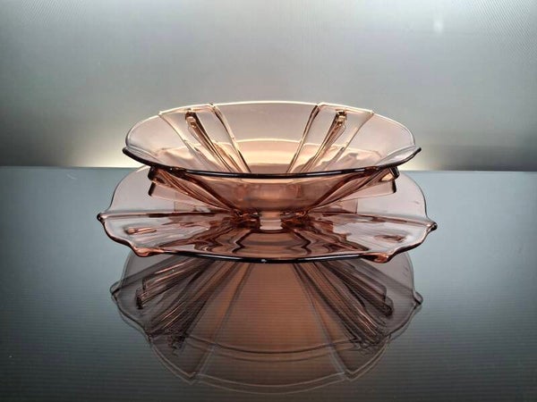 Amethist - rosaline art deco fruit bowl and serving plate