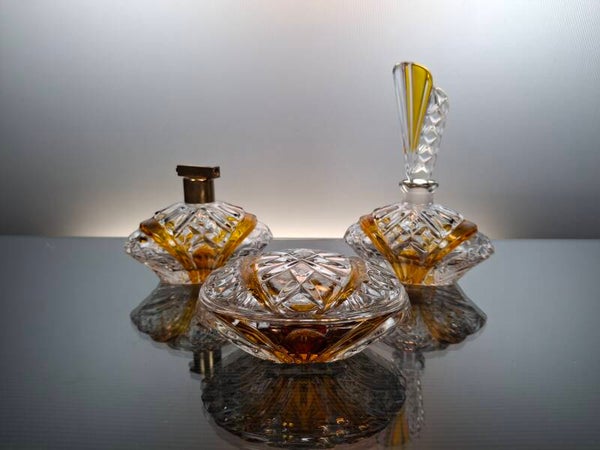 Vintage crystal toilet set