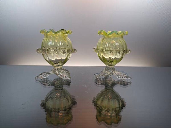 2 Victorian art glass vases anno 1870