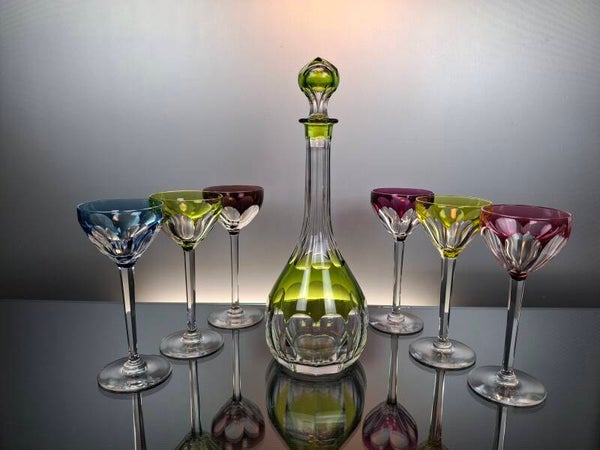 Val Saint Lambert Siebel Carafe + 6 roemer wine glasses Osram