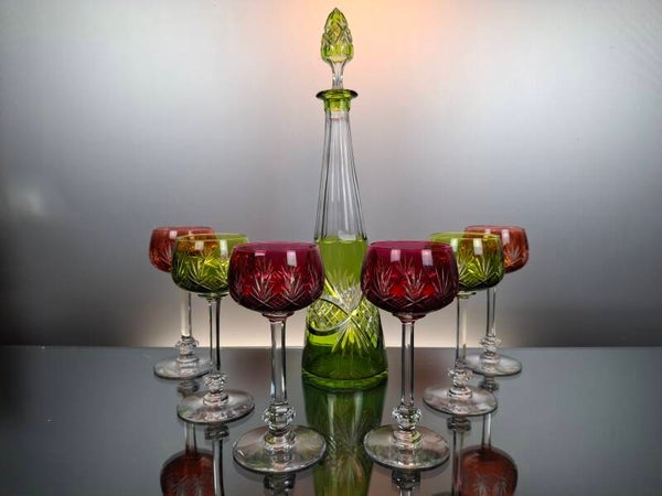 Val Saint Lambert Carafe + 6 roemer wine glasses Antwerpen “Hubert Fouarge”