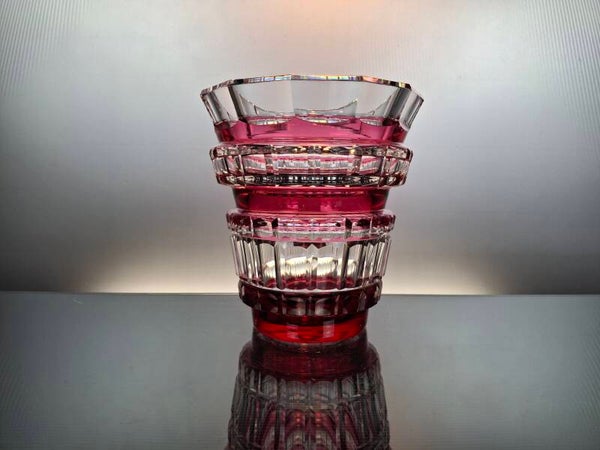 Val Saint Lambert Ruby red crystal vase "Bolero"